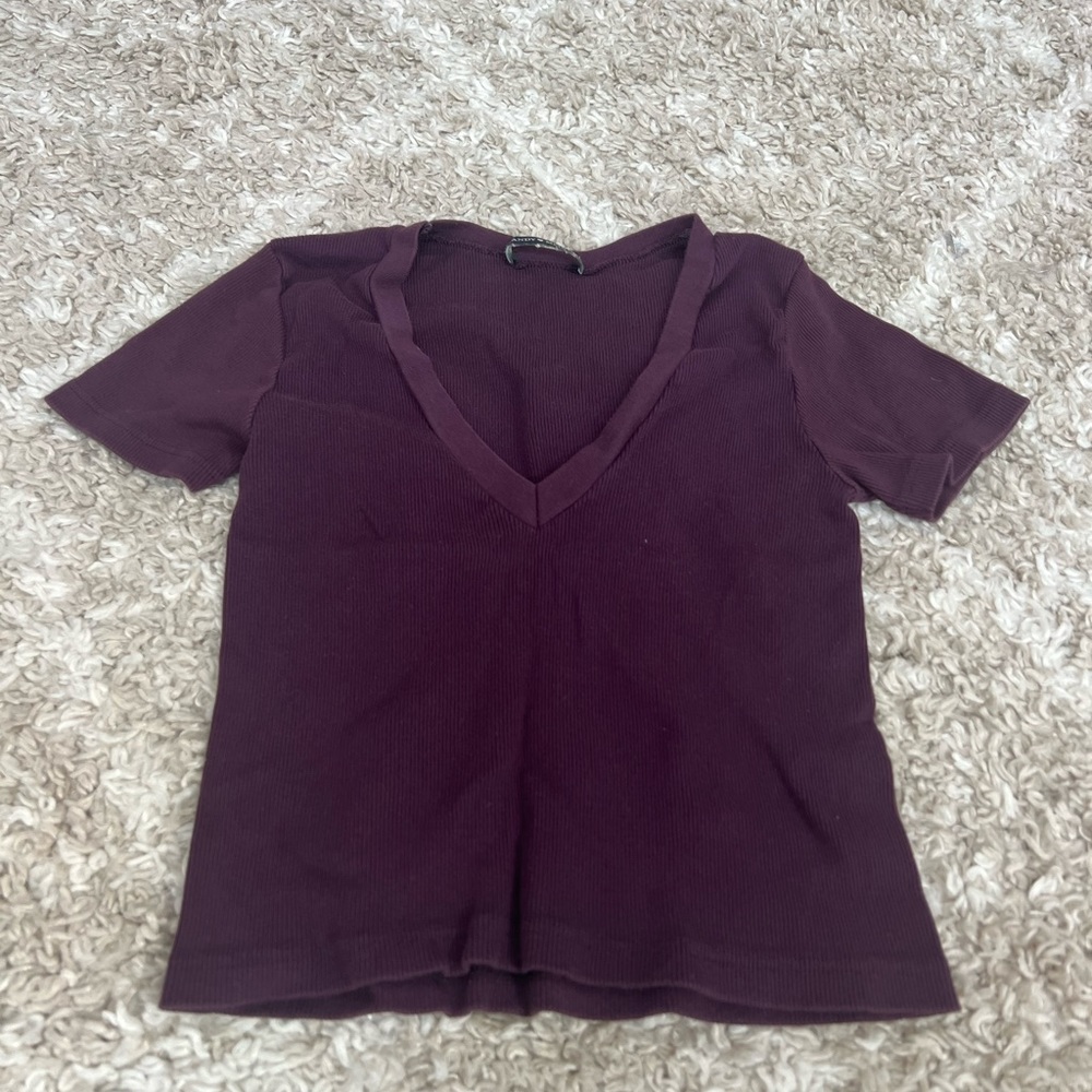Brandy Melville Purple V-Neck T-Shirt